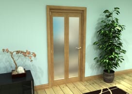 Frosted Glazed Oak Prefinished 2 Door Roomfold Grande (2 + 0 X 419mm Doors) Image