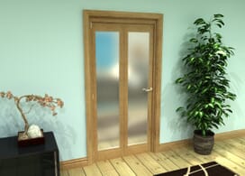 Frosted Glazed Oak Prefinished 2 Door Roomfold Grande (2 + 0 X 457mm Doors) Image