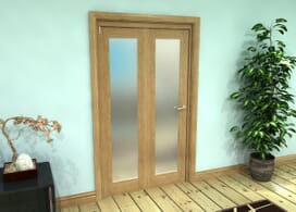 Frosted Glazed Oak Prefinished 2 Door Roomfold Grande (2 + 0 X 533mm Doors) Image