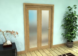 Frosted Glazed Oak Prefinished 2 Door Roomfold Grande (2 + 0 X 573mm Doors) Image
