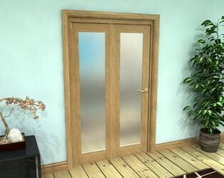 Frosted Glazed Oak Prefinished 2 Door Roomfold Grande (2 + 0 x 573mm Doors)