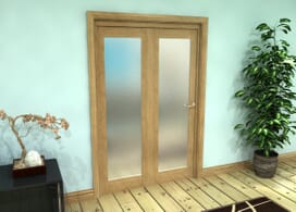 Frosted Glazed Oak Prefinished 2 Door Roomfold Grande (2 + 0 X 610mm Doors) Image