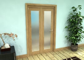 Frosted Glazed Oak Prefinished 2 Door Roomfold Grande (2 + 0 X 686mm Doors) Image