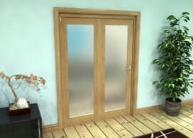 Frosted Glazed Oak Prefinished 2 Door Roomfold Grande (2 + 0 X 762mm Doors) Image