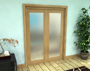 Frosted Glazed Oak Prefinished 2 Door Roomfold Grande (2 + 0 x 762mm Doors)