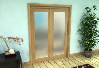 Frosted Glazed Oak Prefinished 2 Door Roomfold Grande (2 + 0 x 762mm Doors)