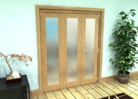 Frosted Glazed Oak Prefinished 3 Door Roomfold Grande (2 + 1 X 533mm Doors) Image