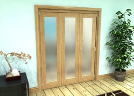 Frosted Glazed Oak Prefinished 3 Door Roomfold Grande (2 + 1 X 762mm Doors) Image