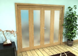 Frosted Glazed Oak Prefinished 4 Door Roomfold Grande (2 + 2 X 533mm Doors) Image