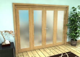 Frosted Glazed Oak Prefinished 4 Door Roomfold Grande (2 + 2 X 610mm Doors) Image