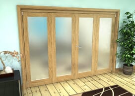 Frosted Glazed Oak Prefinished 4 Door Roomfold Grande (2 + 2 X 686mm Doors) Image