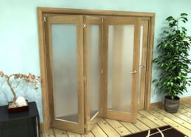 Frosted Glazed Oak Prefinished 4 Door Roomfold Grande (2 + 2 X 762mm Doors) Image