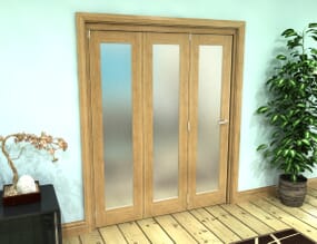 Frosted Glazed Oak Prefinished 3 Door Roomfold Grande (3 + 0 x 381mm Doors)