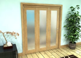 Frosted Glazed Oak Prefinished 3 Door Roomfold Grande 1800mm (6ft) Set Image