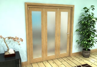 Frosted Glazed Oak Prefinished 3 Door Roomfold Grande 1800mm (6ft) Set