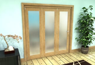 Frosted Glazed Oak Prefinished 3 Door Roomfold Grande (3 + 0 x 610mm Doors)
