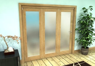 Frosted Glazed Oak Prefinished 3 Door Roomfold Grande (3 + 0 x 686mm Doors)