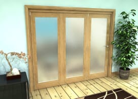Frosted Glazed Oak Prefinished 3 Door Roomfold Grande (3 + 0 X 762mm Doors) Image