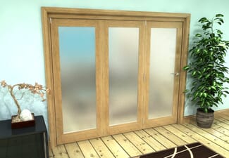 Frosted Glazed Oak Prefinished 3 Door Roomfold Grande (3 + 0 x 762mm Doors)