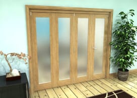 Frosted Glazed Oak Prefinished 4 Door Roomfold Grande (3 + 1 X 381mm Doors) Image