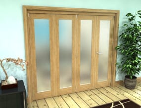 Frosted Glazed Oak Prefinished 4 Door Roomfold Grande (3 + 1 x 381mm Doors)