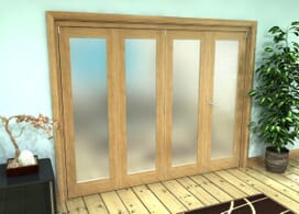 Frosted Glazed Oak Prefinished 4 Door Roomfold Grande (3 + 1 X 610mm Doors) Image