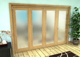 Frosted Glazed Oak Prefinished 4 Door Roomfold Grande (3 + 1 X 686mm Doors) Image