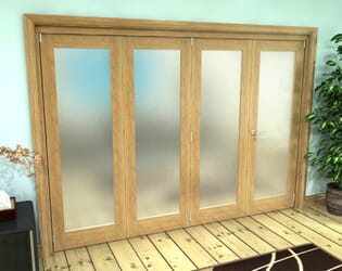 Frosted Glazed Oak Prefinished 4 Door Roomfold Grande (3 + 1 x 686mm Doors)