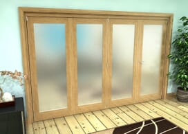 Frosted Glazed Oak Prefinished 4 Door Roomfold Grande (3 + 1 X 762mm Doors) Image
