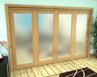 Frosted Glazed Oak Prefinished 4 Door Roomfold Grande (3 + 1 x 762mm Doors)