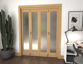 Frosted Glazed Oak Prefinished 4 Door Roomfold Grande (4 + 0 x 381mm Doors)