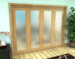 Frosted Glazed Oak Prefinished 4 Door Roomfold Grande (4 + 0 x 610mm Doors)