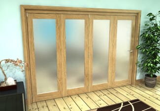 Frosted Glazed Oak Prefinished 4 Door Roomfold Grande (4 + 0 x 686mm Doors)