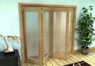 Frosted Glazed Oak Prefinished 4 Door Roomfold Grande (4 + 0 x 762mm Doors)