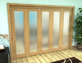 Frosted Glazed Oak Prefinished 5 Door Roomfold Grande (5 + 0 x 381mm Doors)