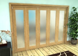 Frosted Glazed Oak Prefinished 5 Door Roomfold Grande 3000mm (10ft) 5 + 0 Set Image