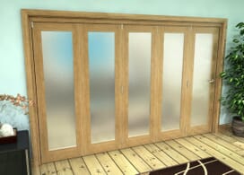 Frosted Glazed Oak Prefinished 5 Door Roomfold Grande (5 + 0 X 610mm Doors) Image