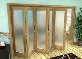 Frosted Glazed Oak Prefinished 5 Door Roomfold Grande (5 + 0 X 686mm Doors) Image