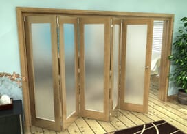 Frosted Glazed Oak Prefinished 5 Door Roomfold Grande (5 + 0 X 762mm Doors) Image