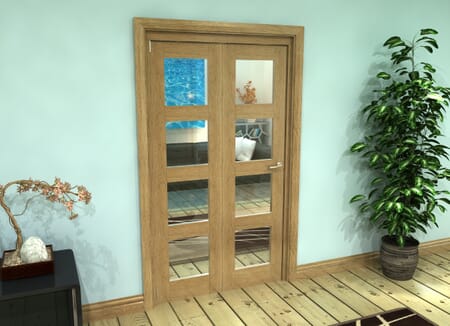 Glazed Oak Prefinished 2 Door 4L Roomfold Grande (2 + 0 x 533mm Doors)