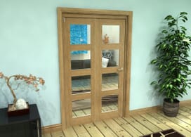 Glazed Oak Prefinished 2 Door 4l Roomfold Grande (2 + 0 X 573mm Doors) Image