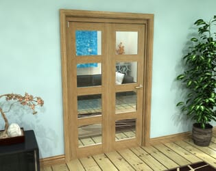 Glazed Oak Prefinished 2 Door 4L Roomfold Grande (2 + 0 x 573mm Doors)