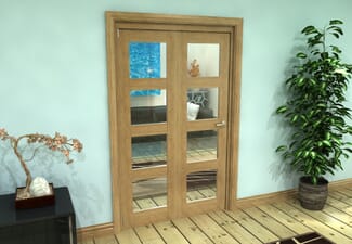 Glazed Oak Prefinished 2 Door 4L Roomfold Grande (2 + 0 x 573mm Doors)