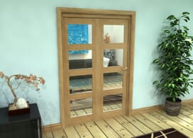 Glazed Oak Prefinished 2 Door 4l Roomfold Grande (2 + 0 X 610mm Doors) Image
