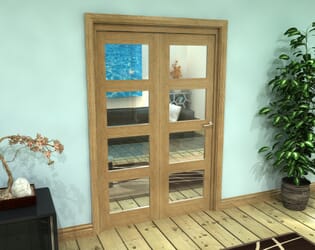 Glazed Oak Prefinished 2 Door 4L Roomfold Grande (2 + 0 x 610mm Doors)