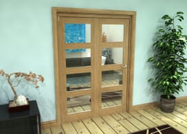 Glazed Oak Prefinished 2 Door 4l Roomfold Grande (2 + 0 X 686mm Doors) Image