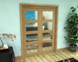 Glazed Oak Prefinished 2 Door 4L Roomfold Grande (2 + 0 x 686mm Doors)