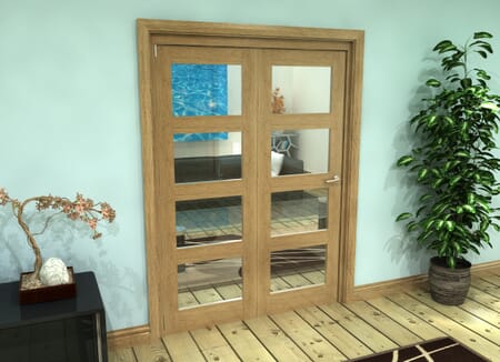 Glazed Oak Prefinished 2 Door 4L Roomfold Grande (2 + 0 x 762mm Doors)