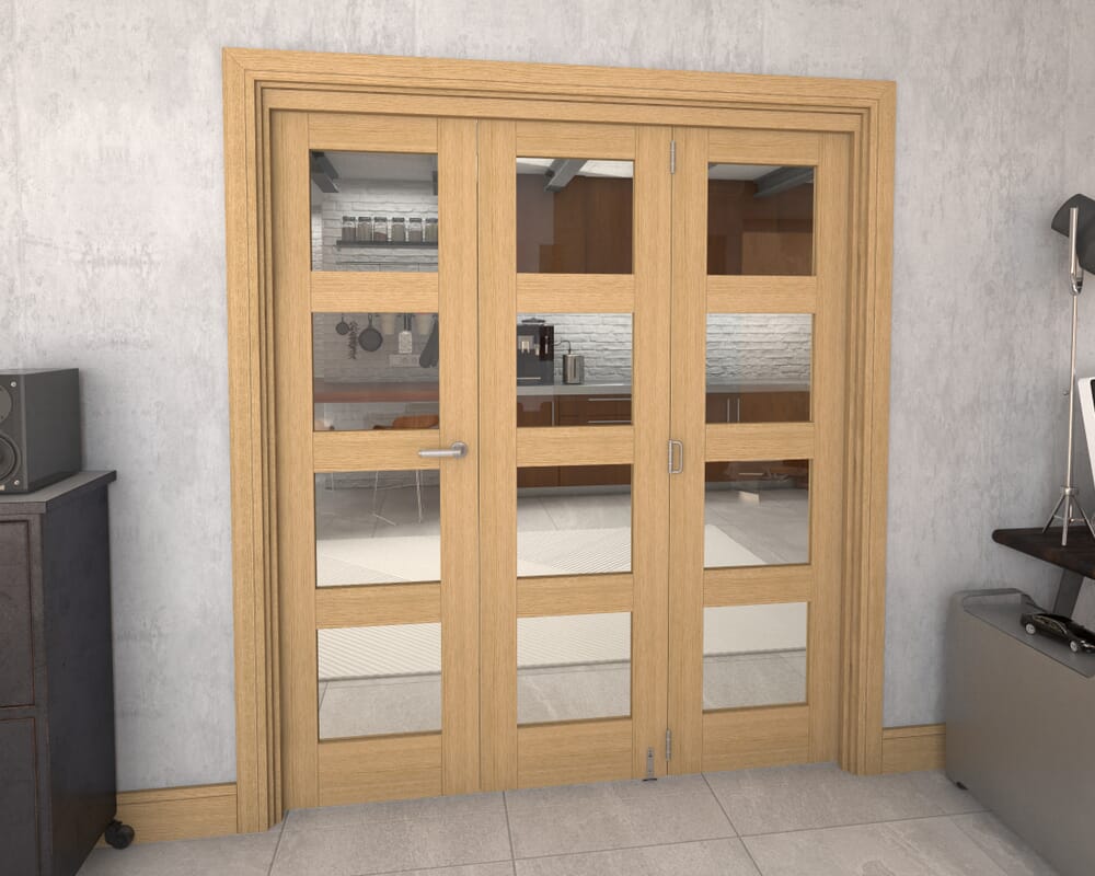 Glazed Oak Prefinished 4L Roomfold Grande 1800mm 2 + 1 Set