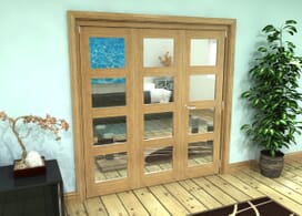 Glazed Oak Prefinished 3 Door 4l Roomfold Grande (2 + 1 X 610mm Doors) Image